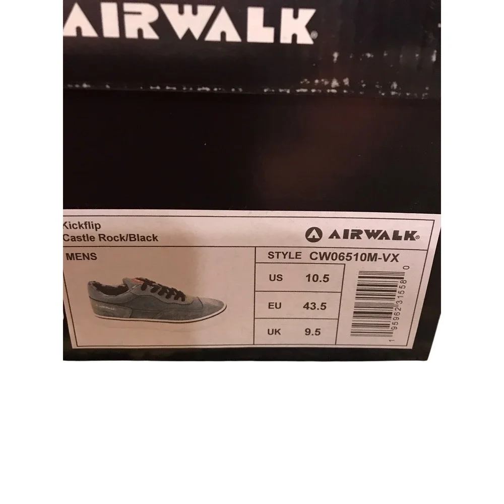 NIB Airwalk Kickflip CW06510M Mens Gray Suede Skate Inspired Sneakers Shoes 10.5